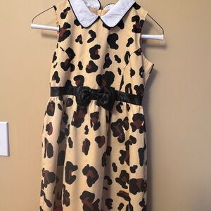 Leopard Print Kids Dress with Black Bow